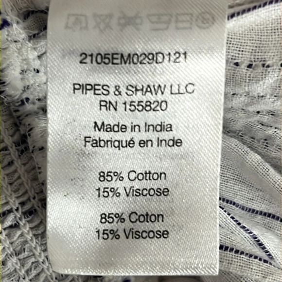 Veronica Beard Cox Smocked Dress in Off-White/Blue -- NEW - Size Large - Picture 6 of 9